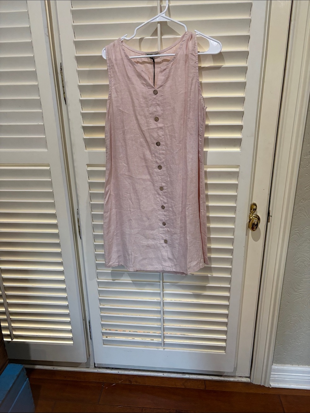 Terzo Millennio Pink Linen Dress with front buttons. Small NWT